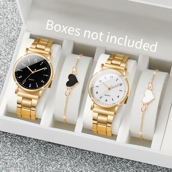 2/4 Uds. Relojes de Mujer con esfera árabe a la moda Reloj de pulsera Quaretz Simple con conjunto de pulseras Reloj de Mujer (sin caja)